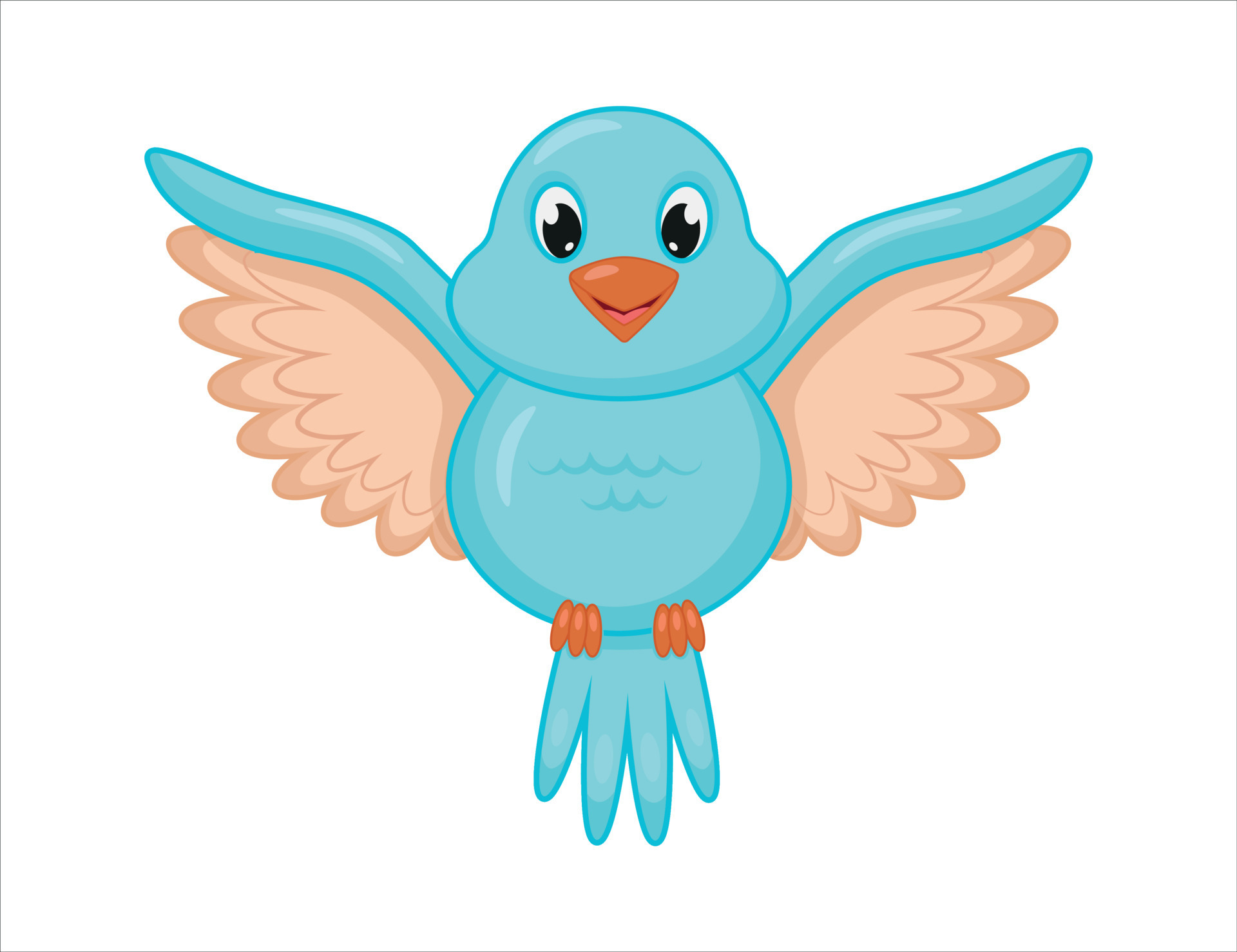 Blue bird in cartoon style with wings spread. A cute blue bird is flying.  Vector illustration in cartoon style. 9763321 Vector Art at Vecteezy