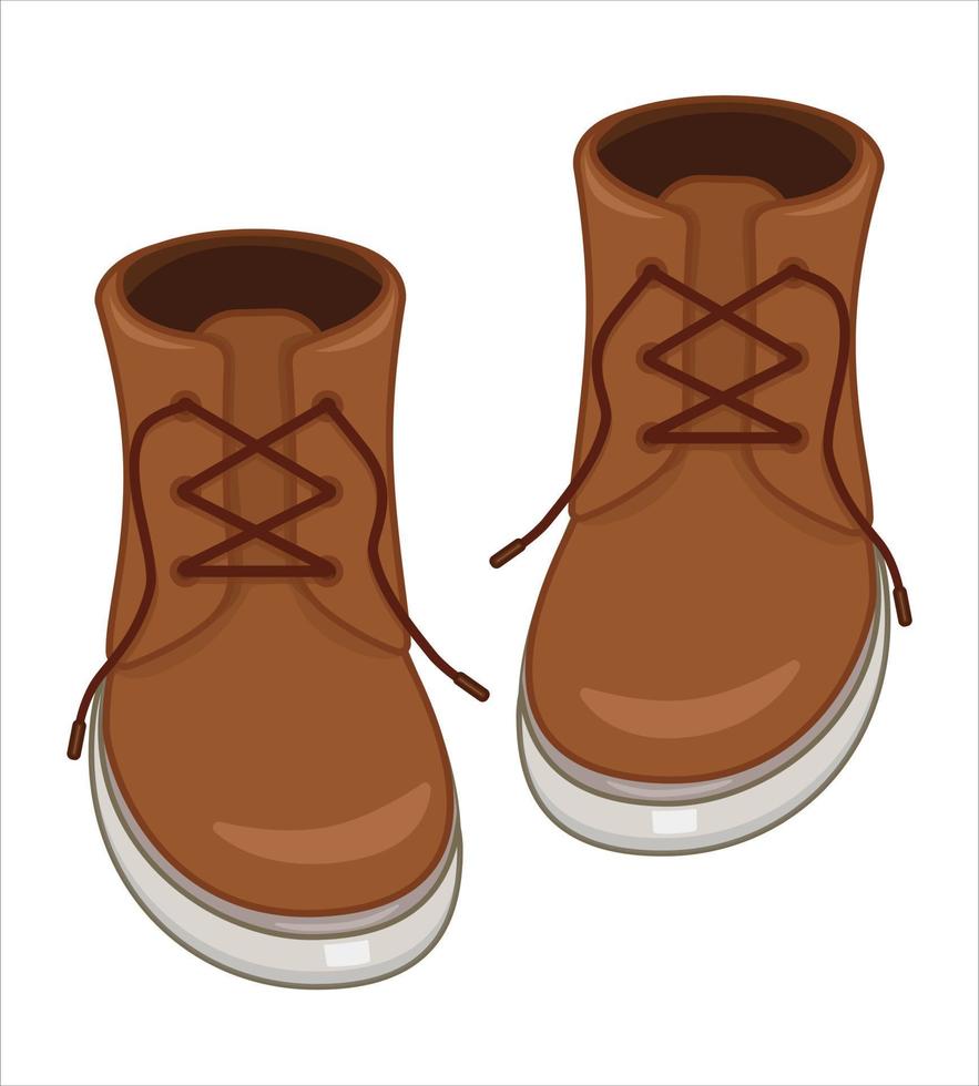 par de zapatos masculinos con cordones. calzado casual de hombre con cordones. calzado sin cordones. ilustración vectorial plana aislada sobre fondo blanco vector