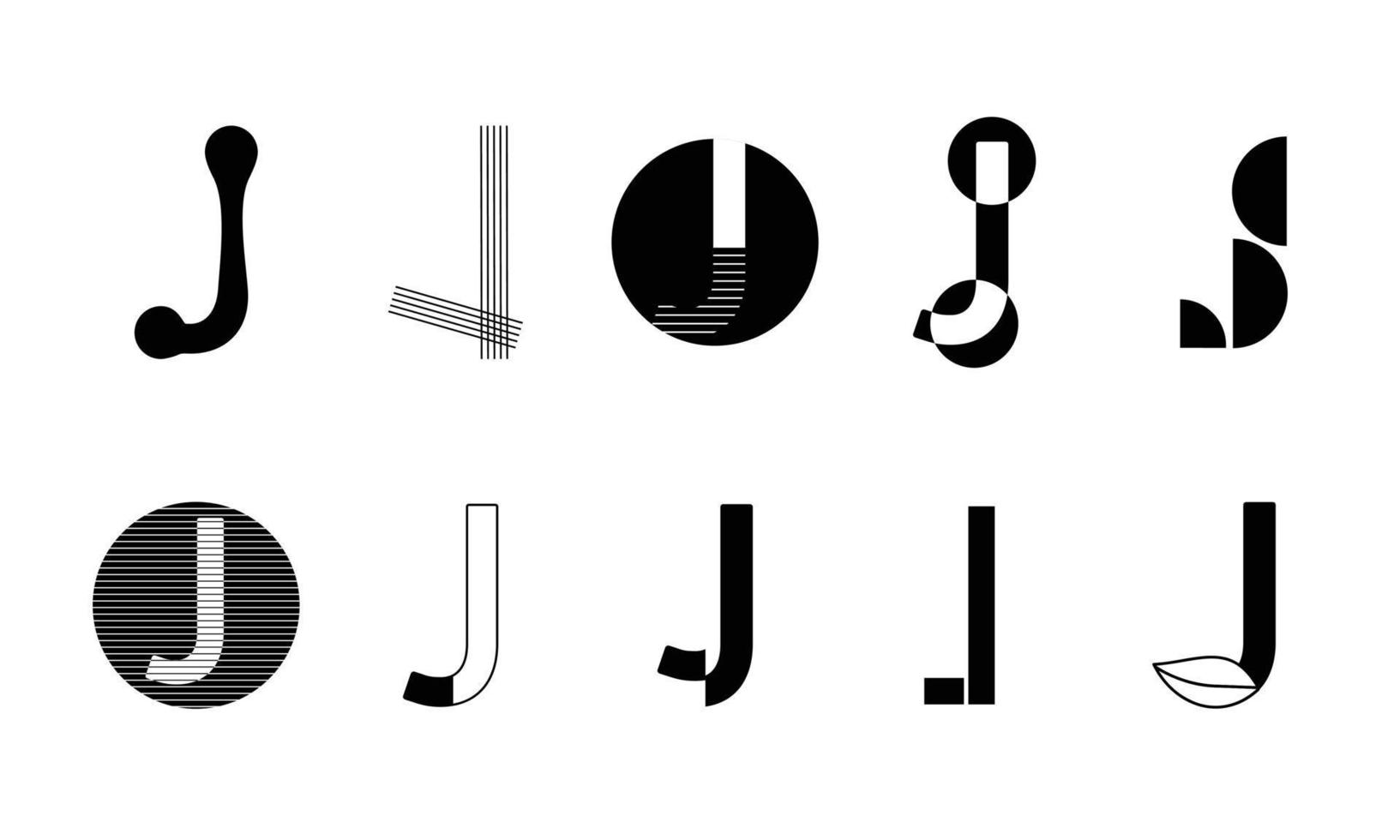 logotipos de conjuntos de monogramas con la letra j, colección vector