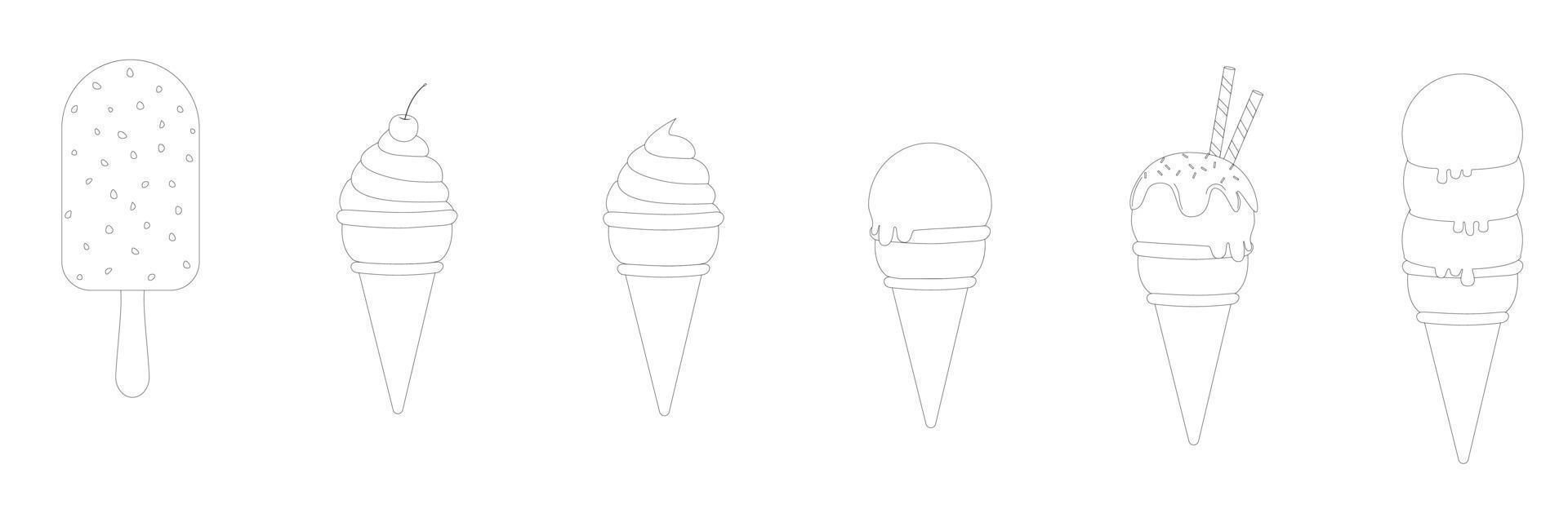 dibujos de contorno, un juego de helado vector