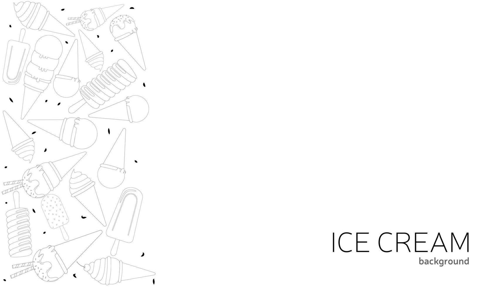 palo de silueta blanco negro de helado puesto sobre fondo blanco con espacio de copia. vector