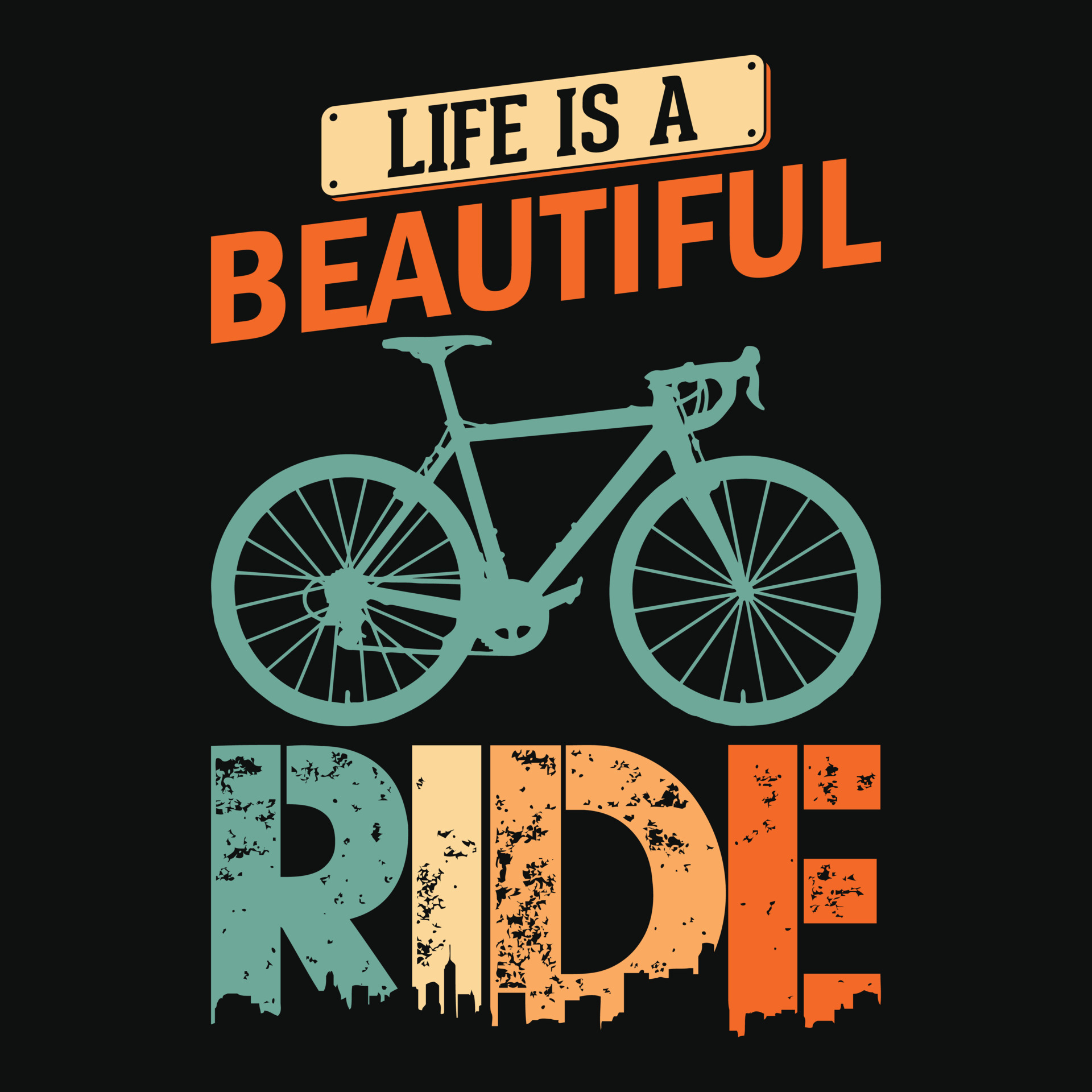 Life is a beautiful ride - Cycling quotes t shirt design for adventure ...