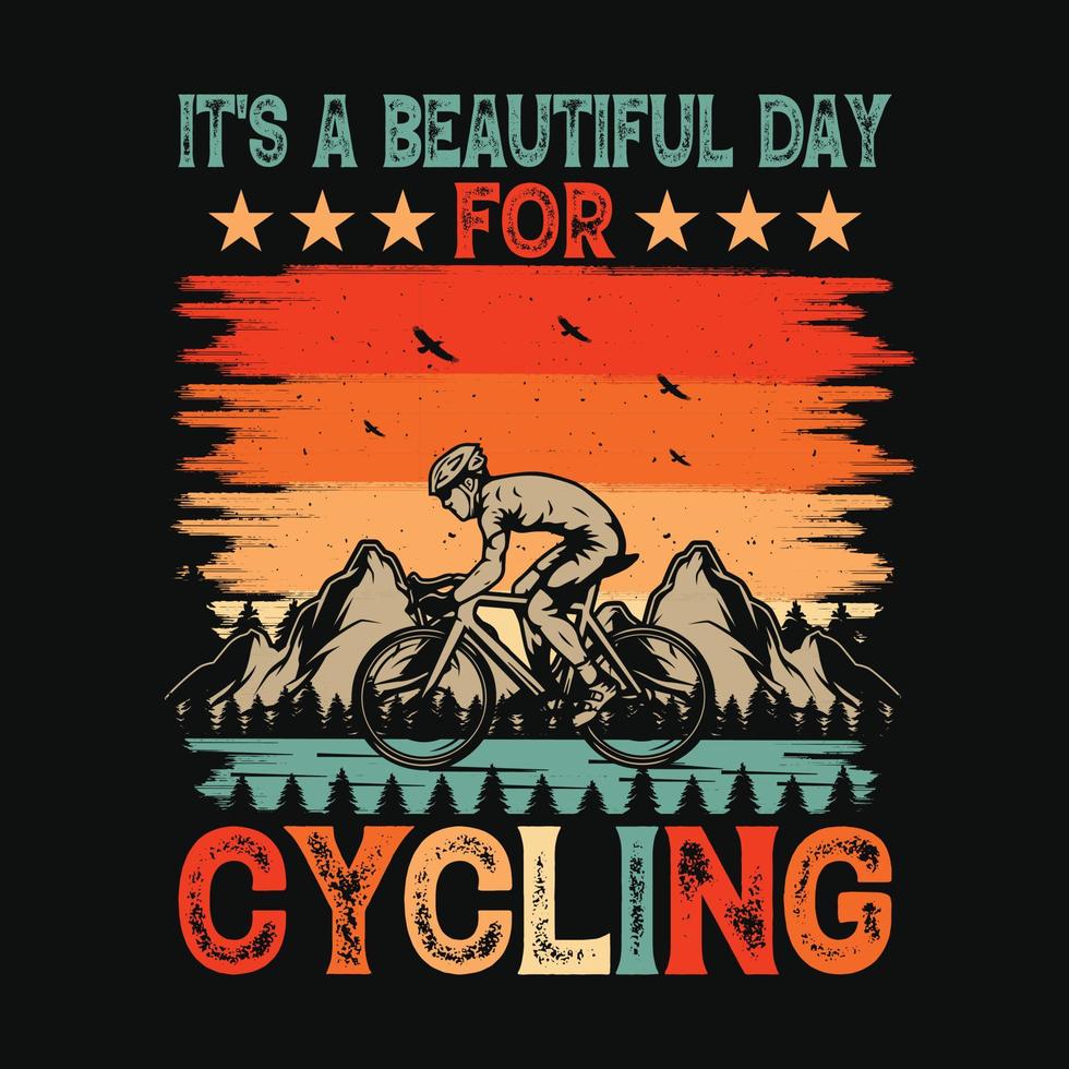 es un hermoso día para andar en bicicleta: diseño de camisetas con citas de ciclismo para los amantes de la aventura. vector