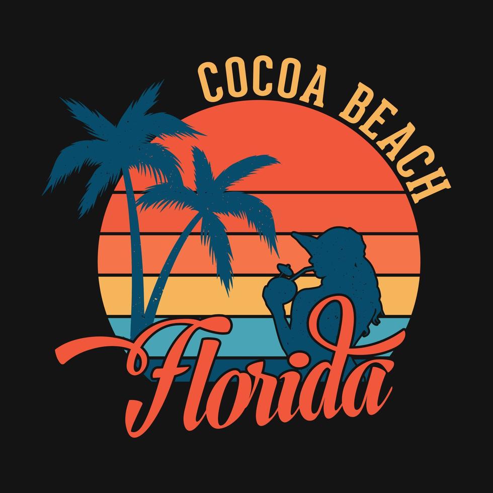 cocoa beach florida - diseño de camisetas de playa de verano, gráfico vectorial. vector