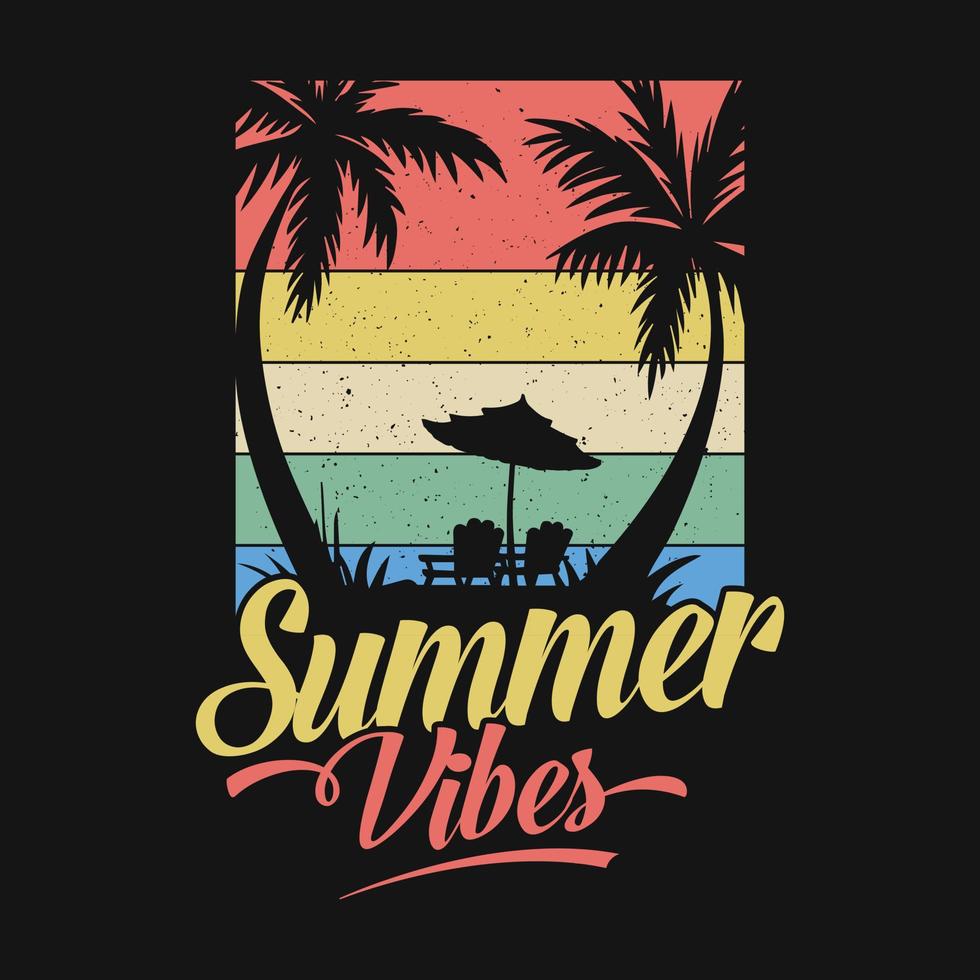 vibraciones de verano - diseño de camisetas de playa de verano, gráfico vectorial. vector