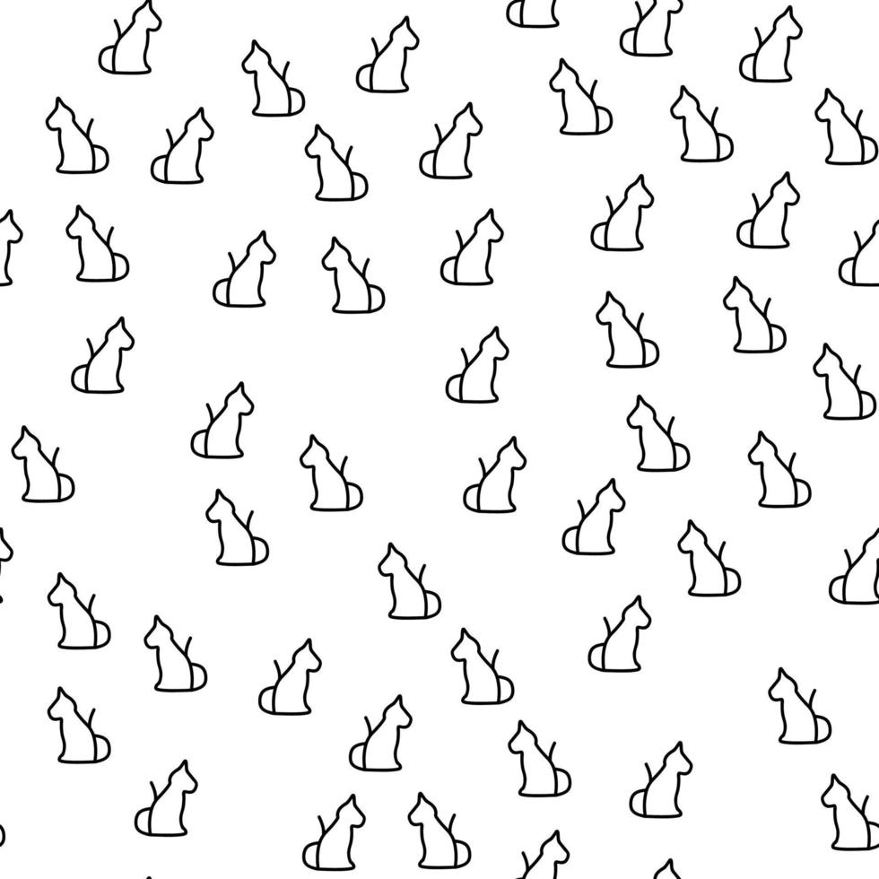 Contour Of Domestic Cat Seamless Pattern Vector