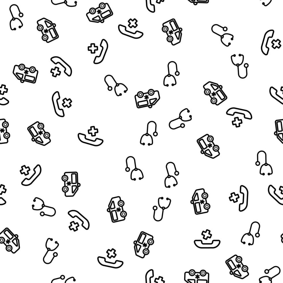 Phone Call Cure Doctor Ambulance Seamless Pattern vector