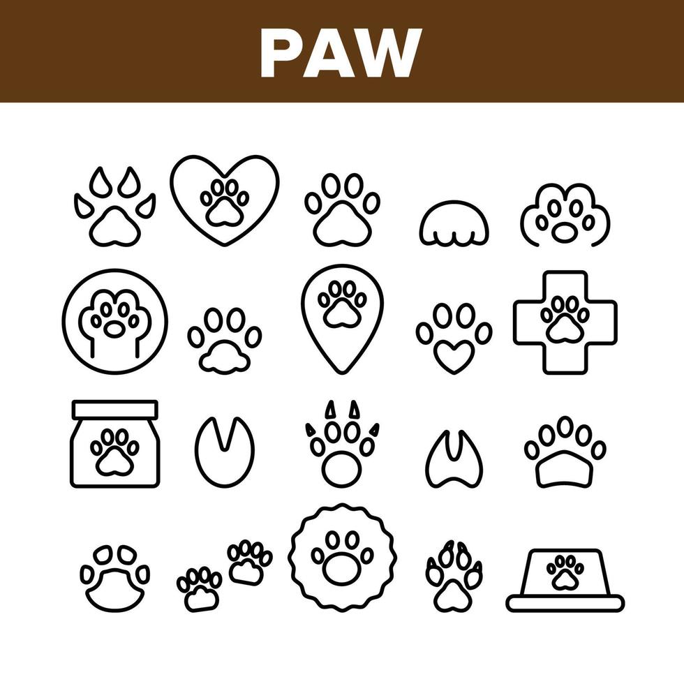conjunto de iconos de elementos de colección de animales de pata vector