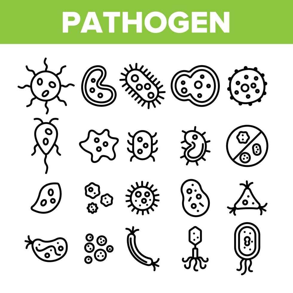 Collection Pathogen Elements Vector Sign Icons Set