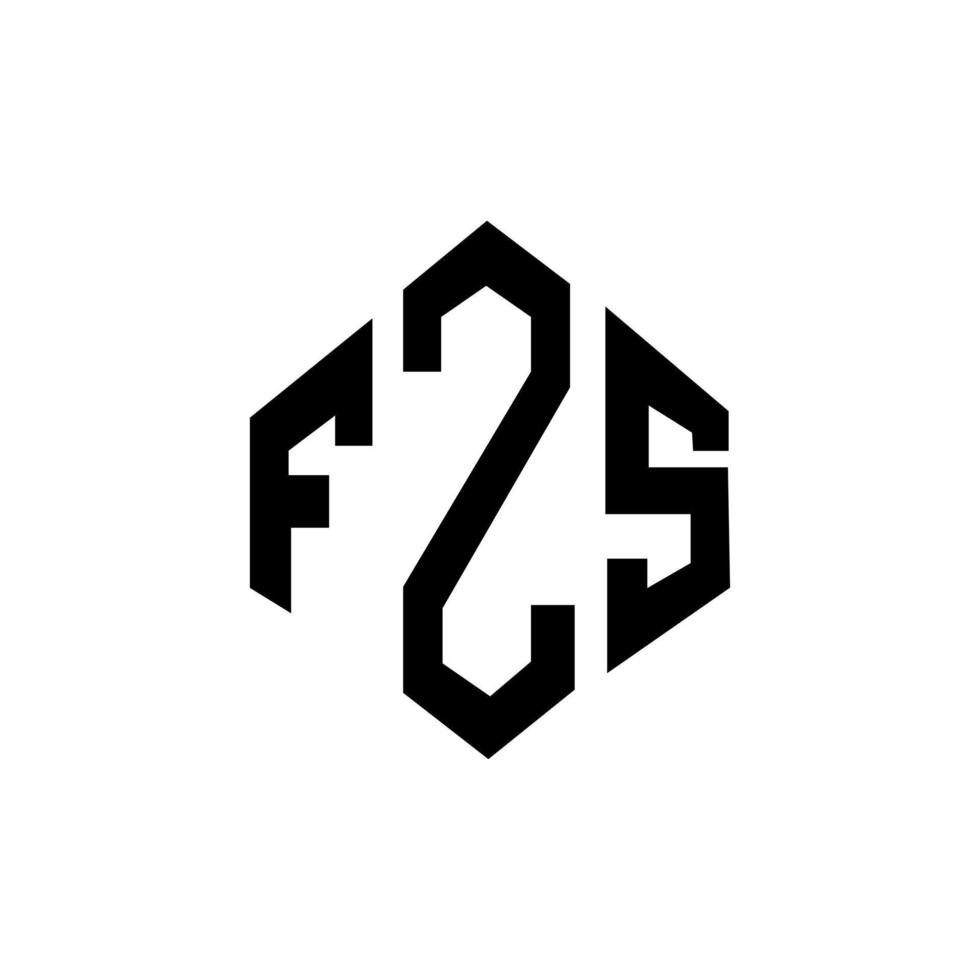 FZS letter logo design with polygon shape. FZS polygon and cube shape logo design. FZS hexagon vector logo template white and black colors. FZS monogram, business and real estate logo.