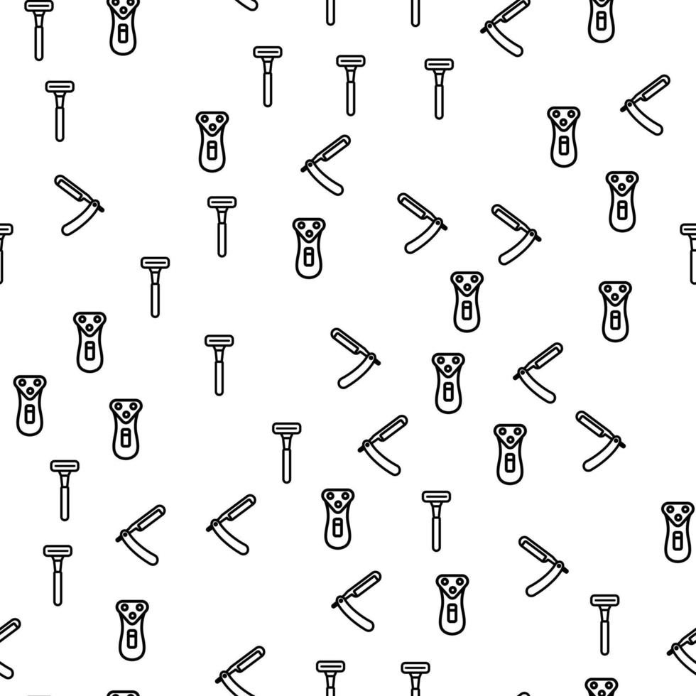 Shaving Devices Collection Seamless Pattern Vector