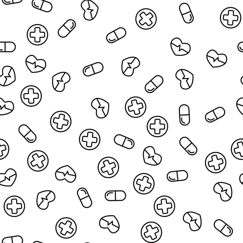 Medicine Pill Heart Healthcare Seamless Pattern vector