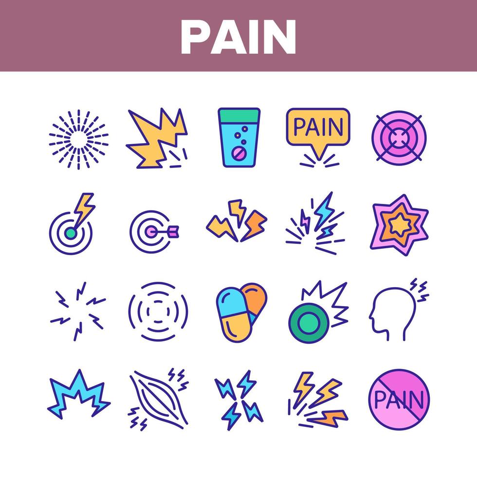 Pain Medical Collection Elements Icons Set Vector