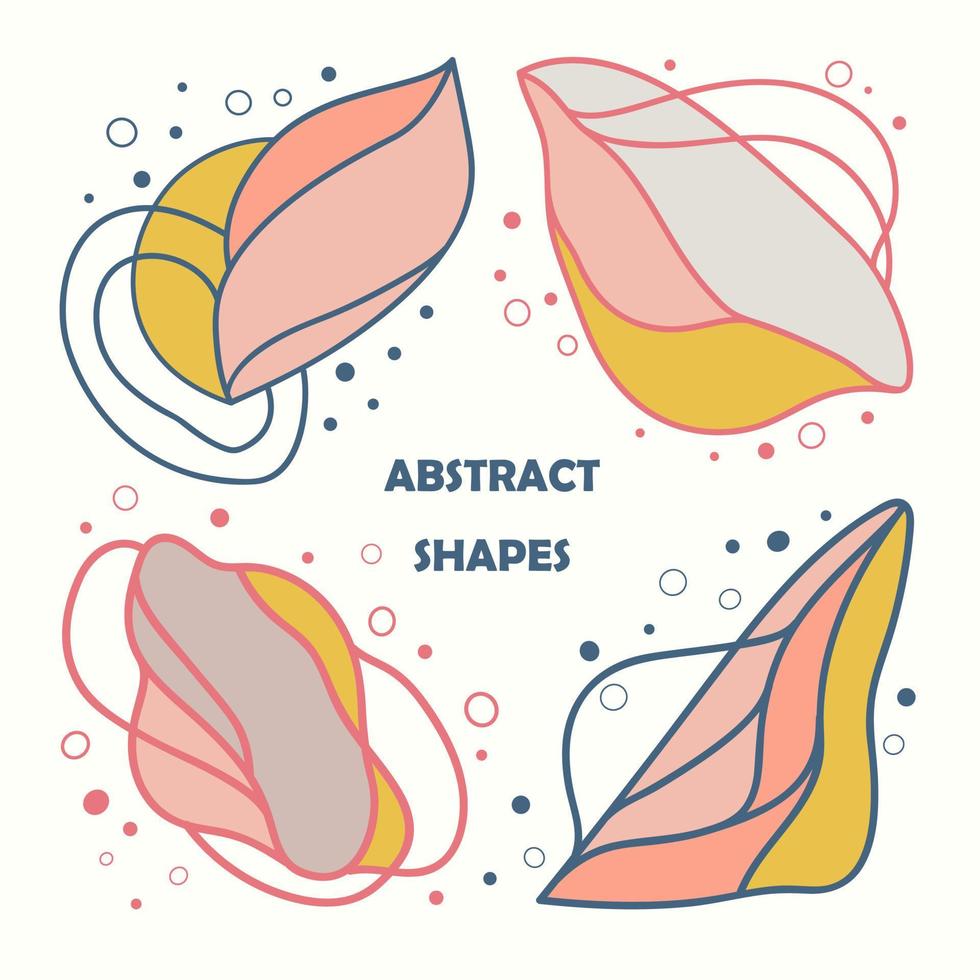 Set of hand-drawn abstract shapes and objects. Collection of minimalistic contemporary art prints in trendy surreal colors. vector