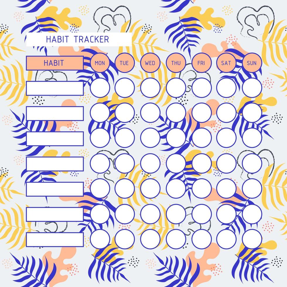 Templates of habit tracker. A planner for the organization of time. Abstract background. Vector. vector