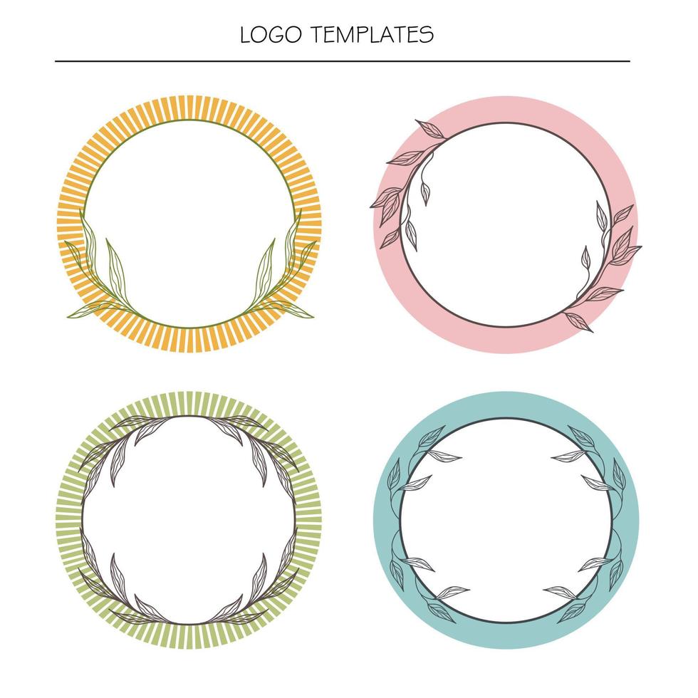 Logo templates. Set of the hand-drawn botanical wreaths. Wedding flourish laurel wreaths. vector