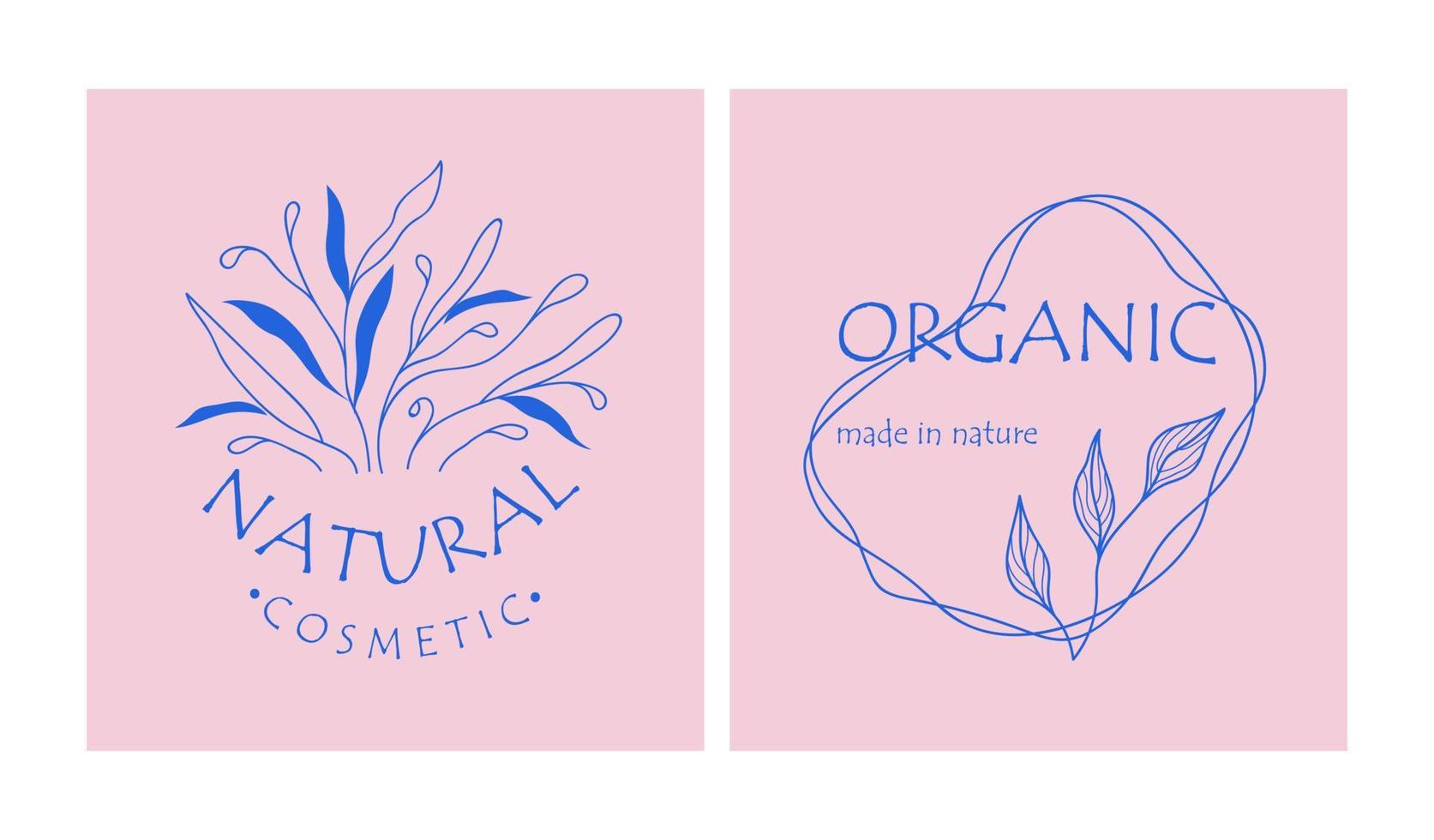 Set of botanical logos for your business. Perfect for cosmetic brands. Eco-design. Sustainable life. vector