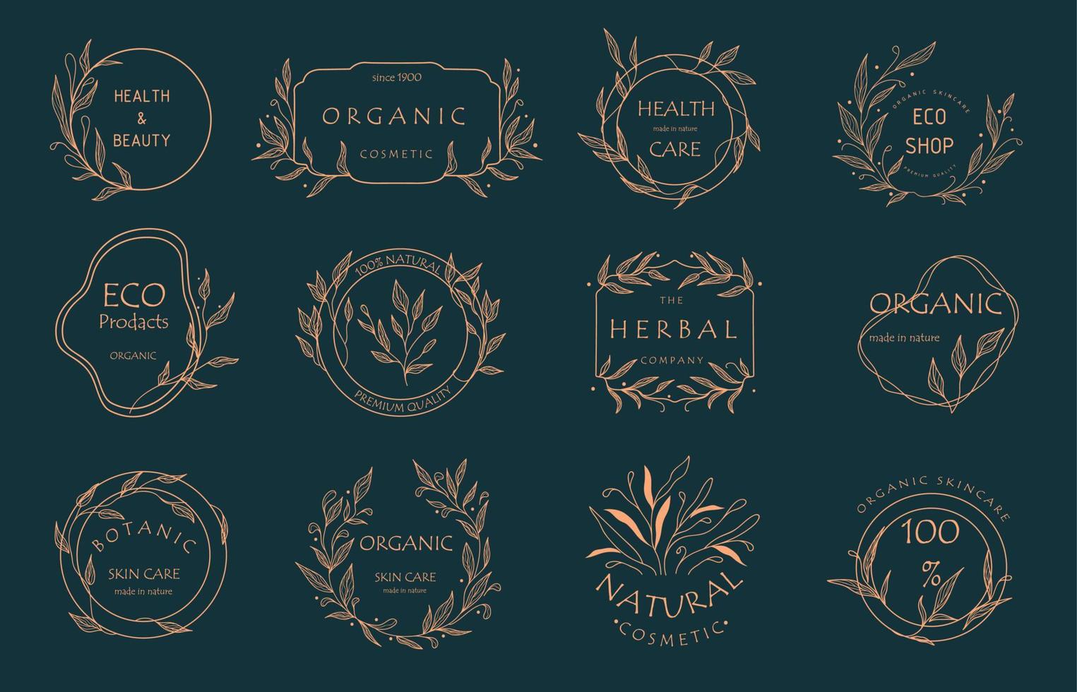 conjunto de logotipos botánicos para su negocio. Perfecto para marcas de cosméticos. diseño ecológico. vida sostenible. vector