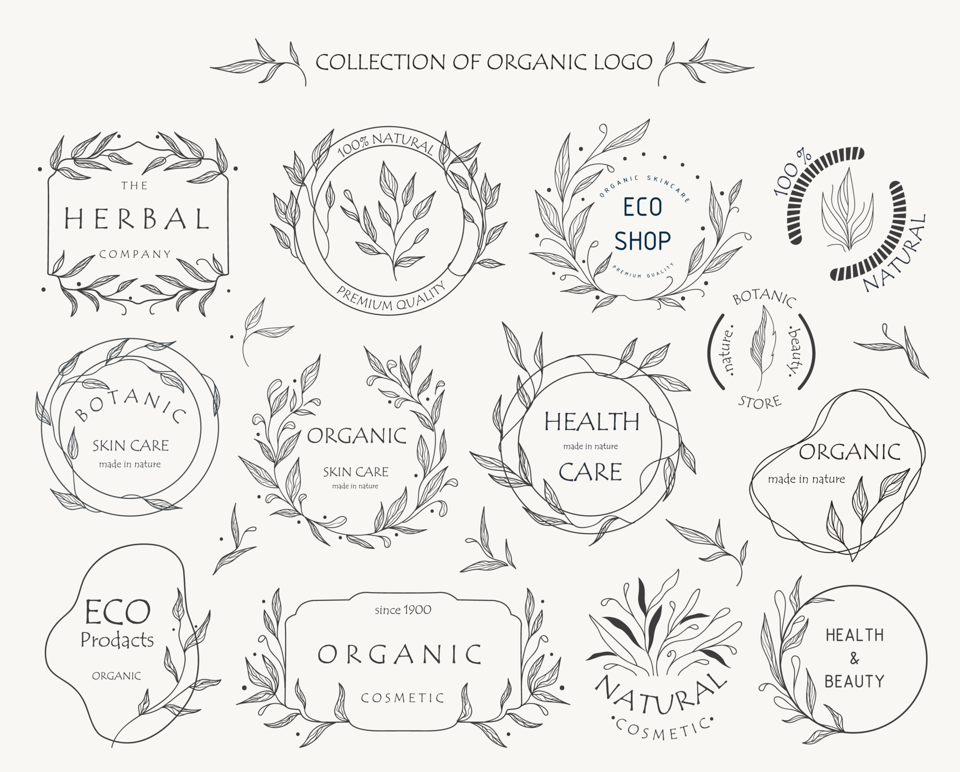 Set of botanical logos for your business. Perfect for cosmetic brands ...