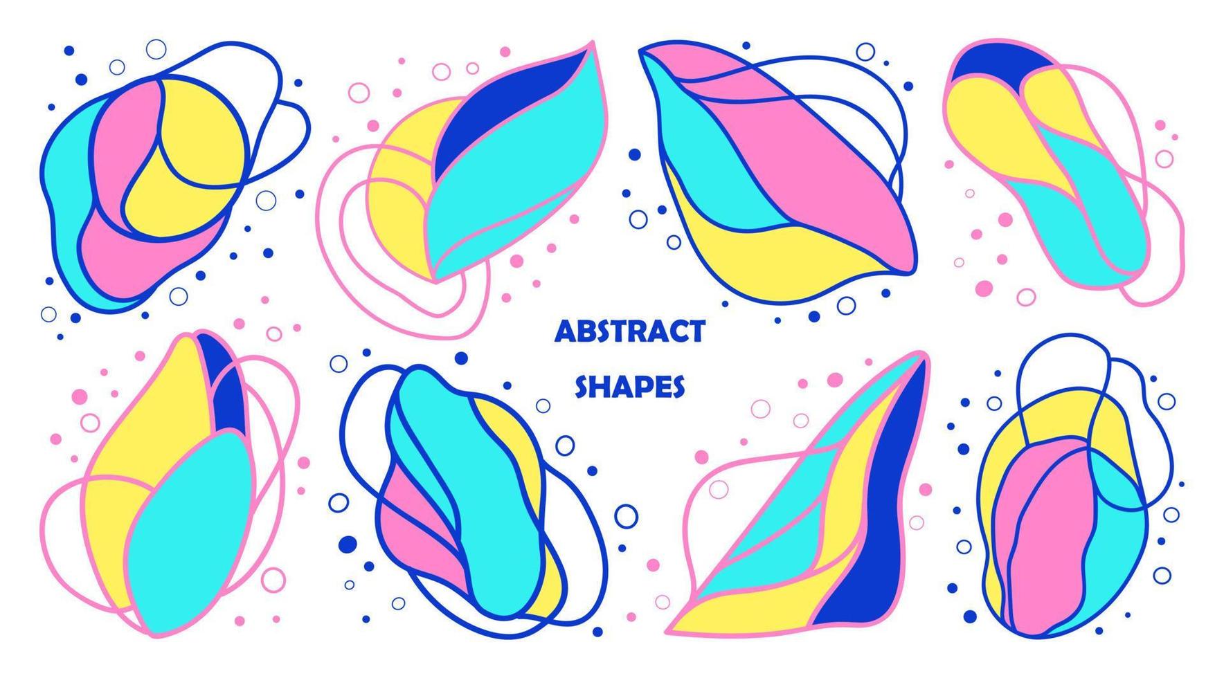 Set of hand-drawn abstract shapes and objects. Collection of minimalistic contemporary art prints in trendy surreal colors. vector