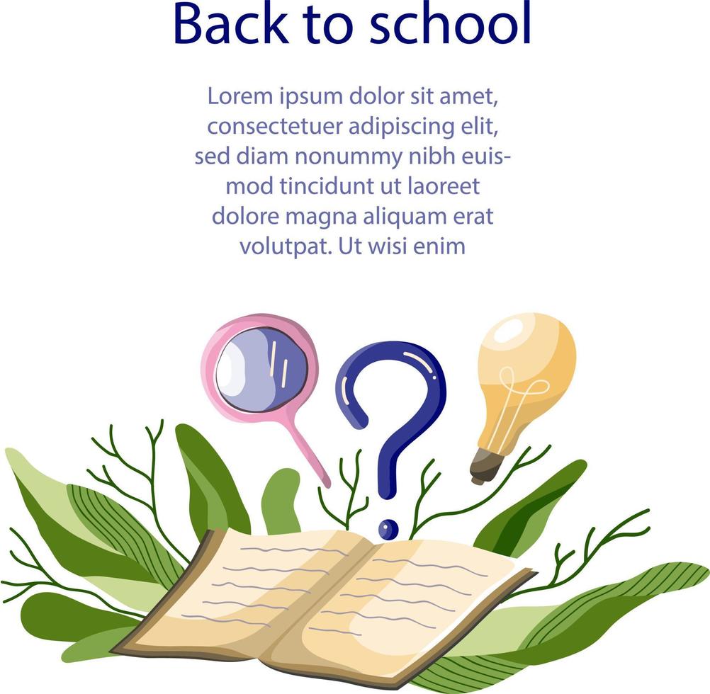 Back to school postcard. Template of Flyer or Invitation. Education. vector