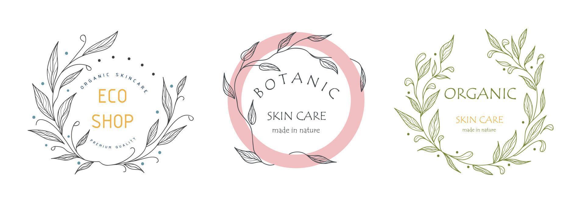 conjunto de logotipos botánicos para su negocio. Perfecto para marcas de cosméticos. diseño ecológico. vida sostenible. vector