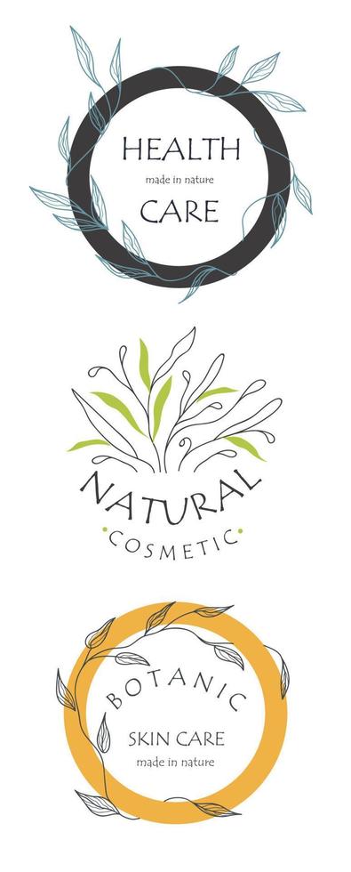 Set of botanical logos for your business. Perfect for cosmetic brands. Eco-design. Sustainable life. vector