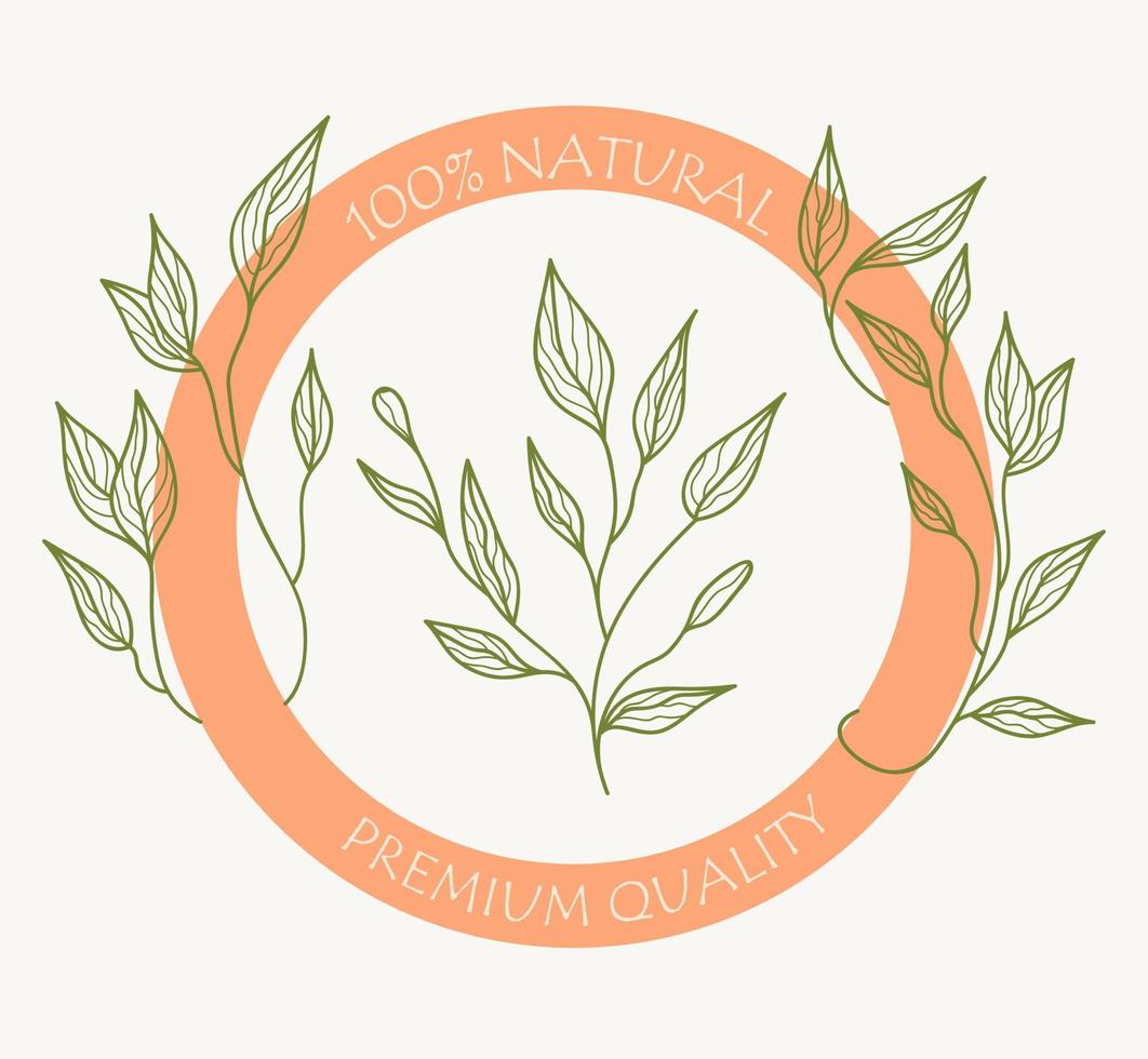 Floral botanical logo. Organic themed frame. vector