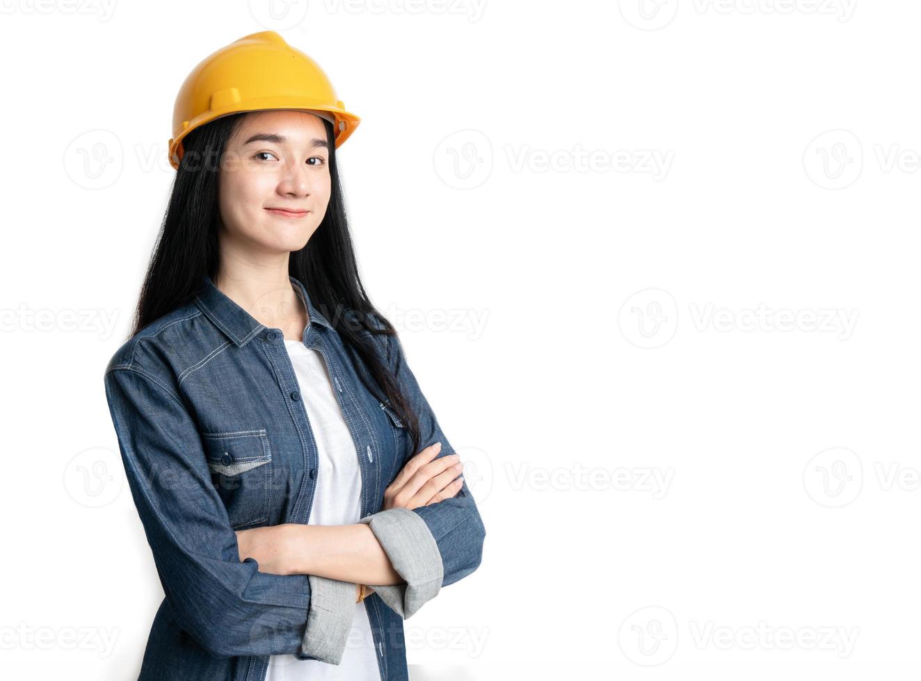 Woman of engineering on isolated white background photo
