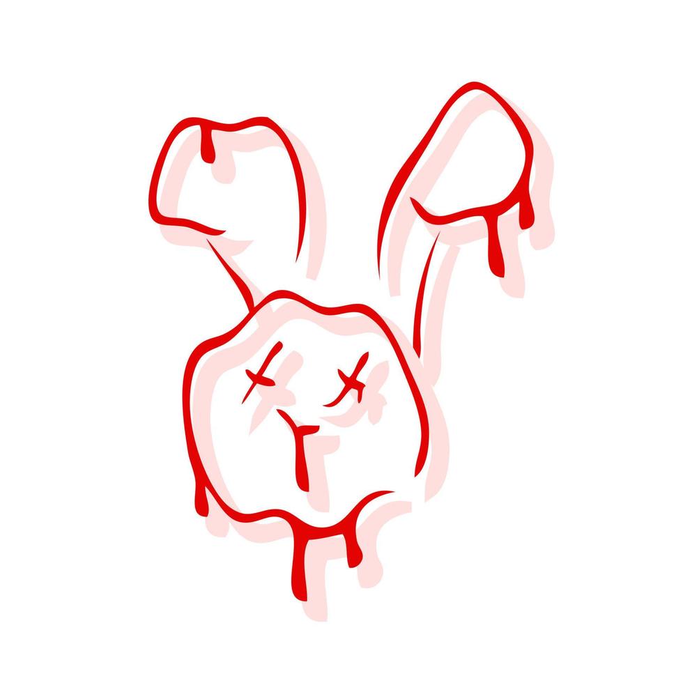 Modern distorted melting bunny face print. Perfect for T-shirt, sticker, poster, stationery. vector