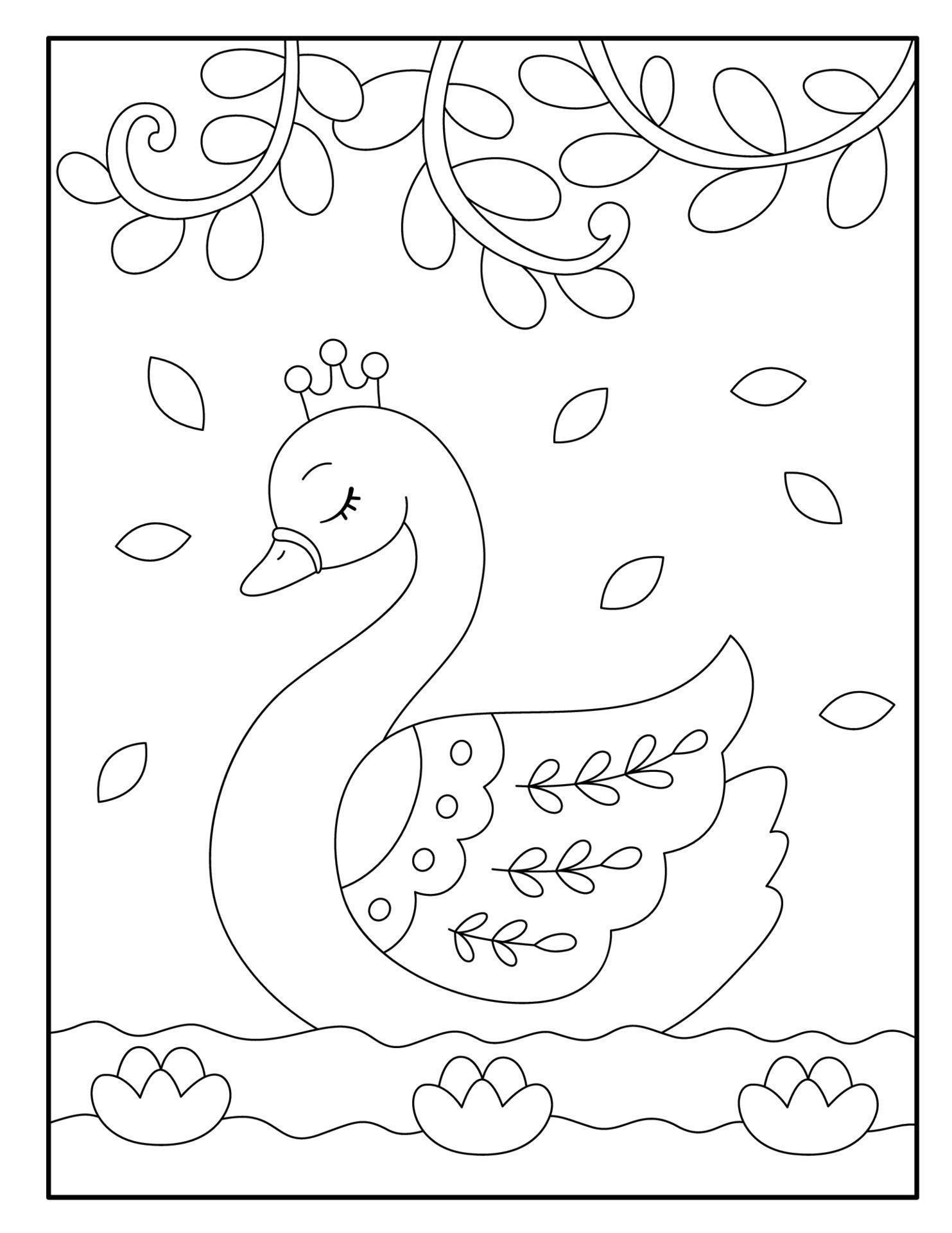 Cute Swan coloring pages for kids 9764530 Vector Art at Vecteezy