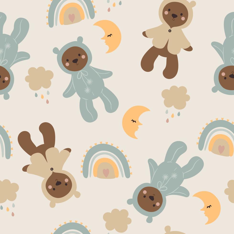 Seamless pattern with cute bears. Vector graphics.