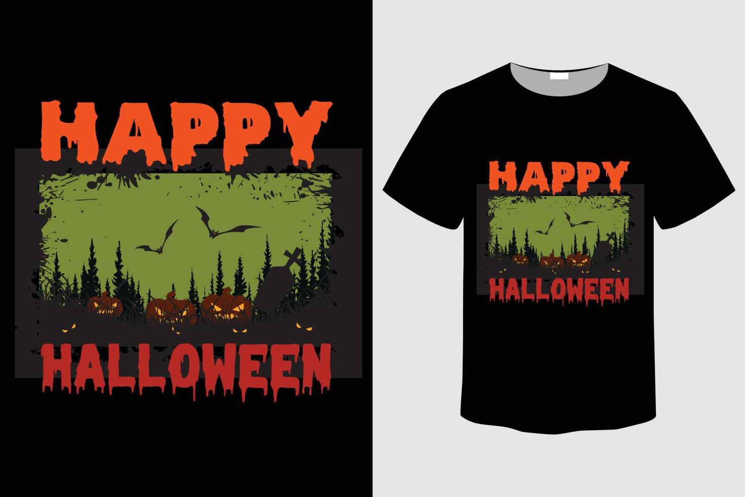 camiseta de halloween feliz lema de halloween con fondo grunge, ilustración vectorial vector