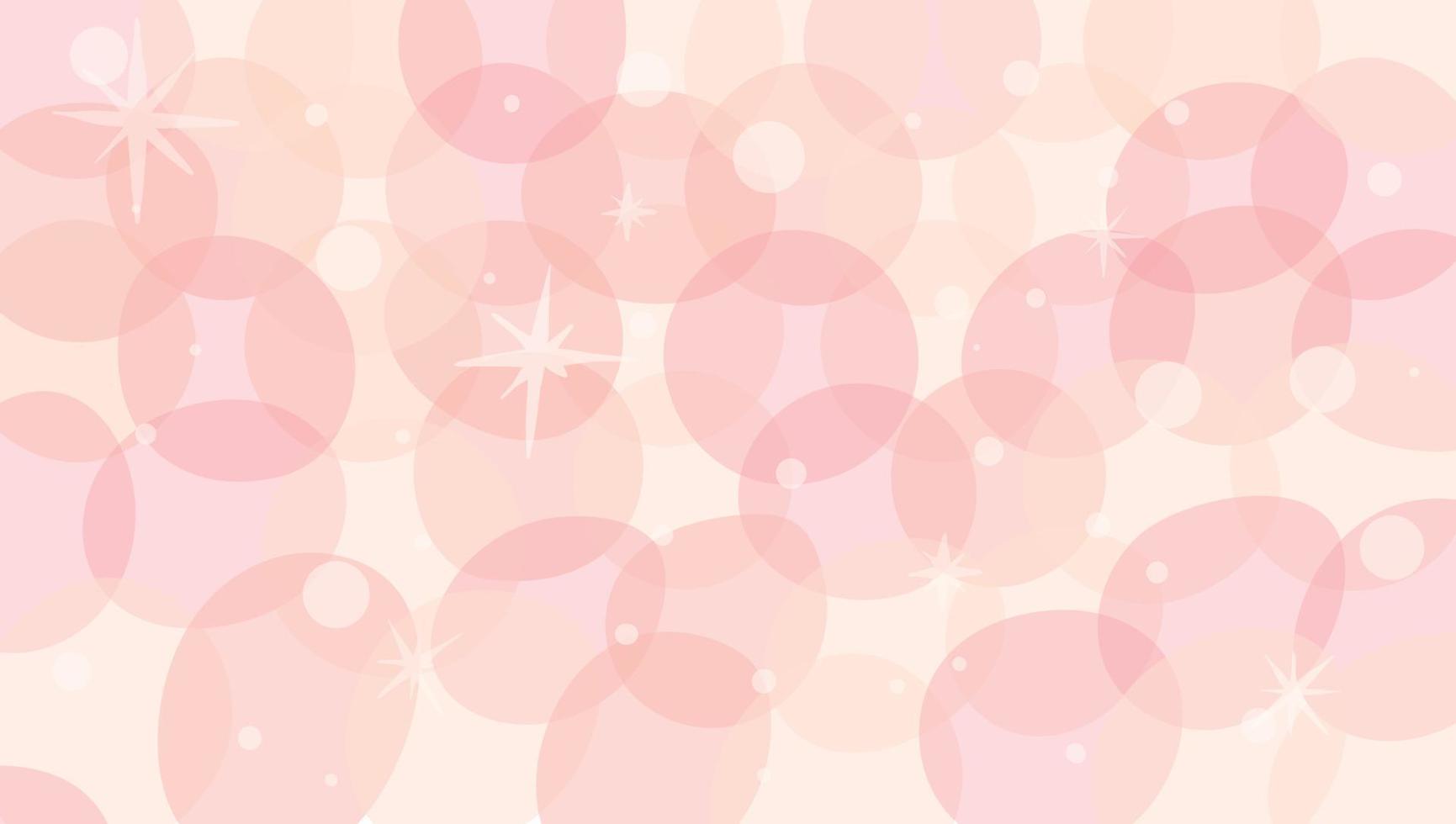 Vector abstract horizontal background. Simple transparent gradient circles in various sizes in delicate pinks with sparkles or shine. Wallpaper decor idea.