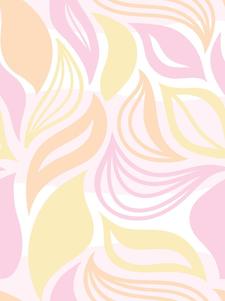 Vector lindo patrón transparente rosa con pétalos y formas onduladas abstractas.