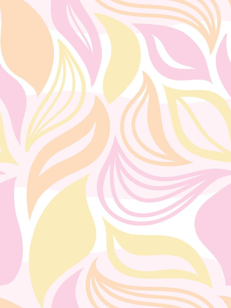 Vector cute pink seamless pattern with abstract wavy shapes and petals.