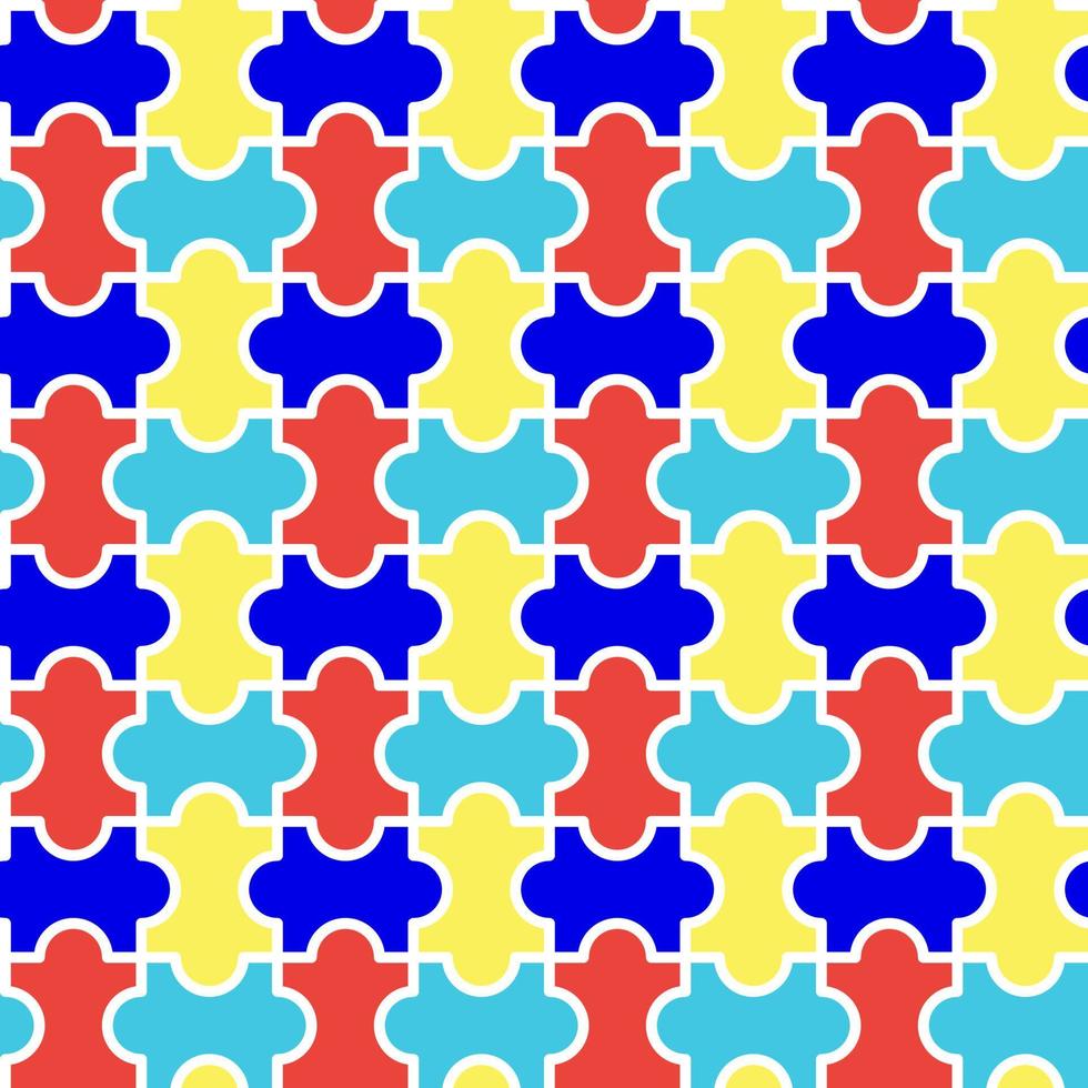 Puzzle seamless pattern autism symbol. Vector stock illustration.
