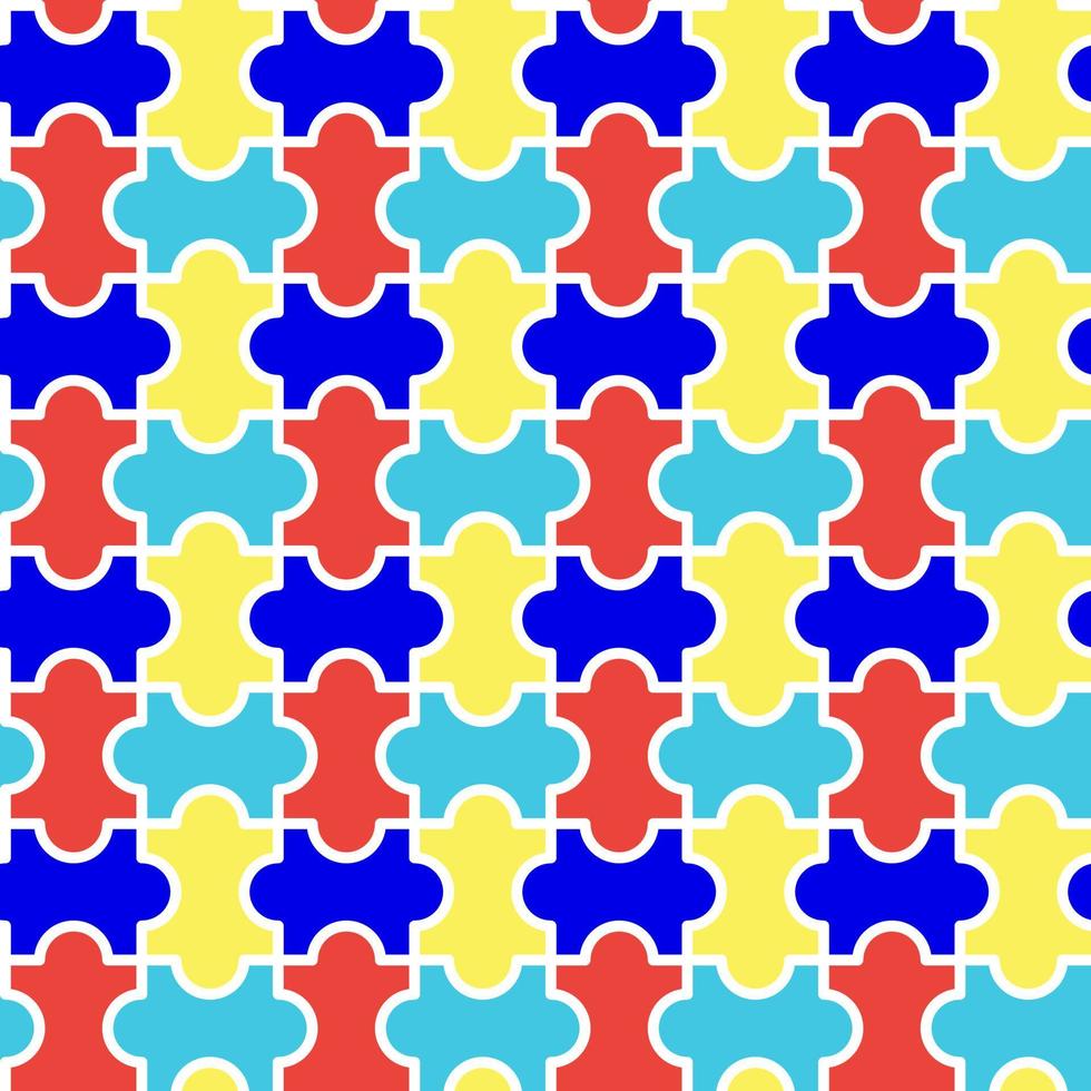 Puzzle seamless pattern autism symbol. Vector stock illustration.