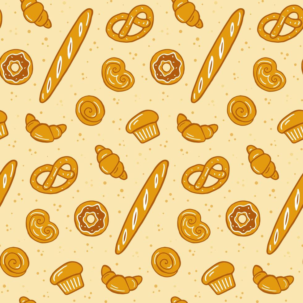 Baking hand drawing seamless pattern.Design for textiles, packaging.Vector stock illustration. vector