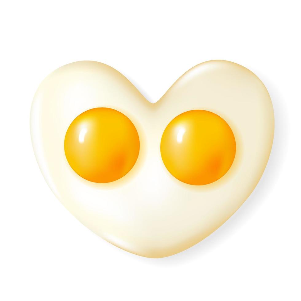 corazón de huevos revueltos 3d realista aislado sobre fondo blanco. ilustración de stock vectorial. vector