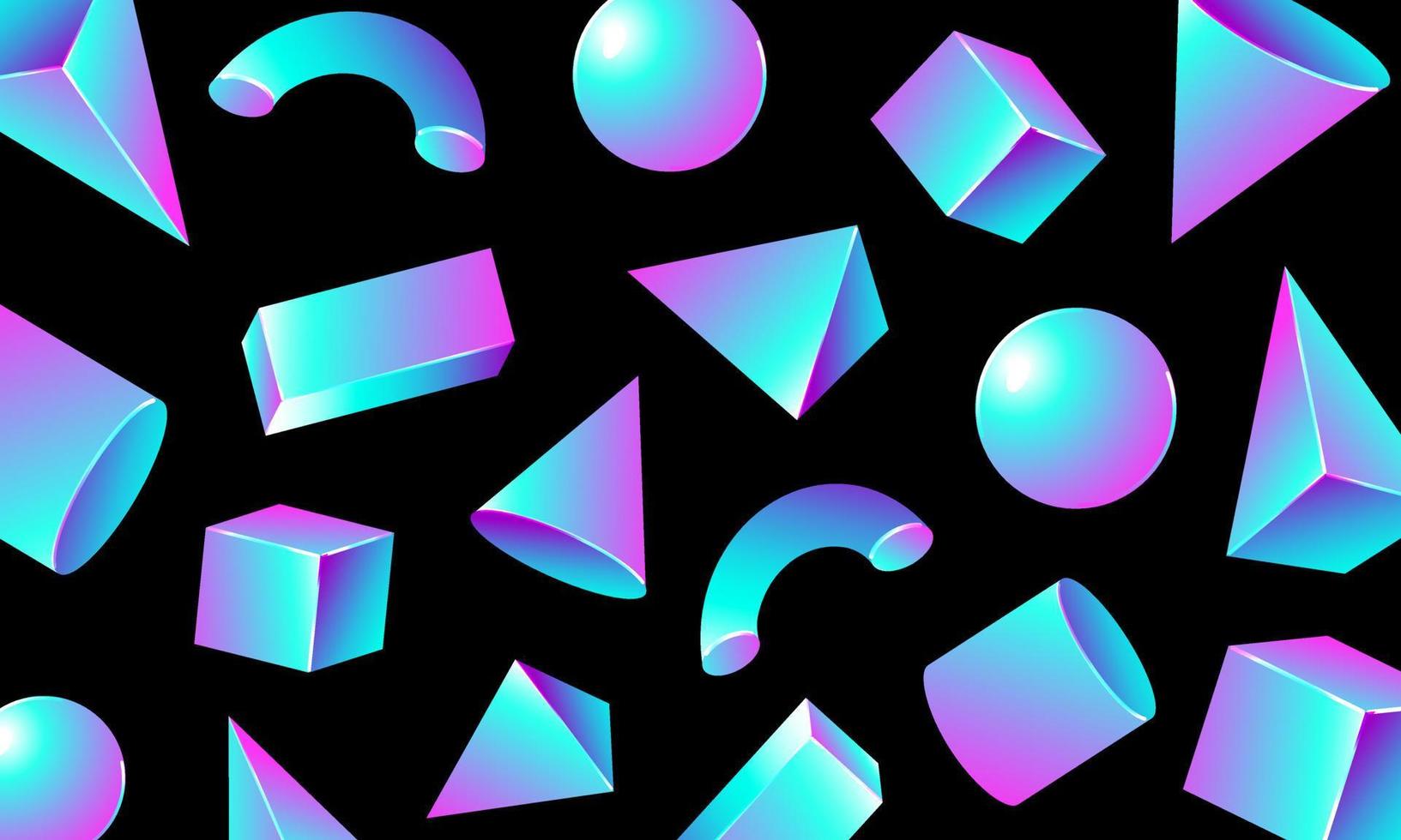 Geometric three-dimensional shapes abstract futuristic background. Vector stock illustration.