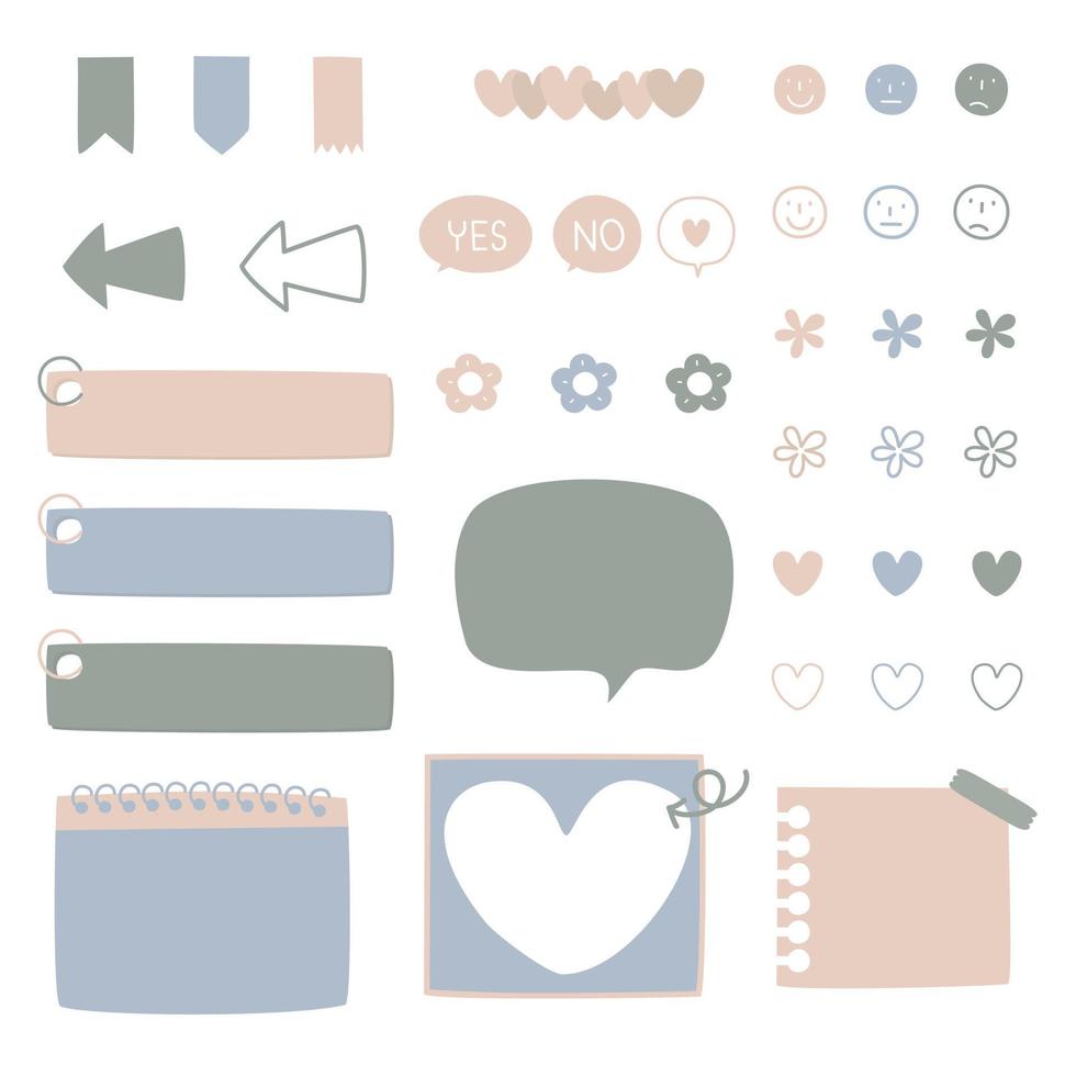 set of cute hand drawn, doodle text box with icon, speech bubble balloon, flat design, vector, illustration vector