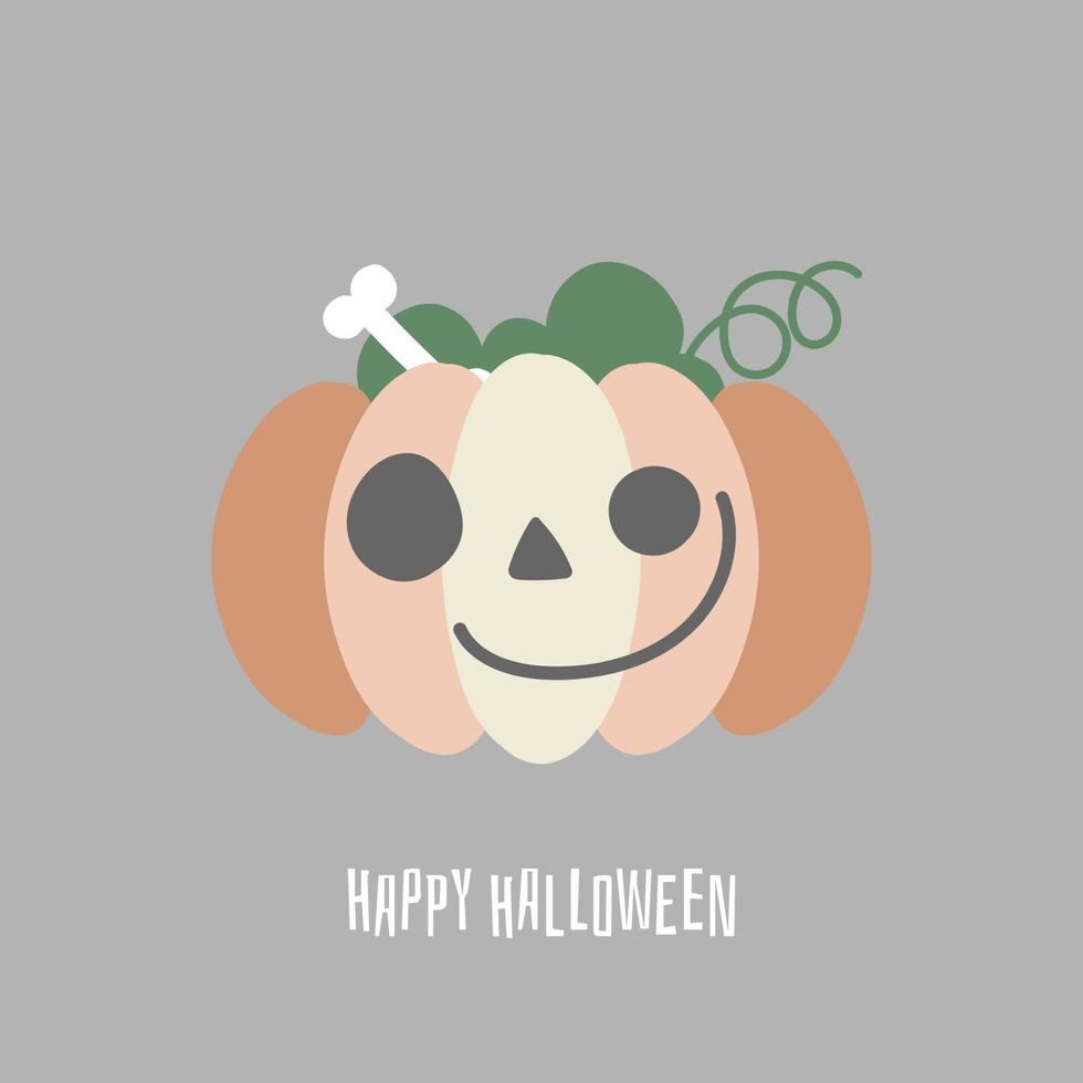 feliz festival de vacaciones de halloween con calabaza linda, diseño de personajes de dibujos animados de ilustración vectorial plana vector