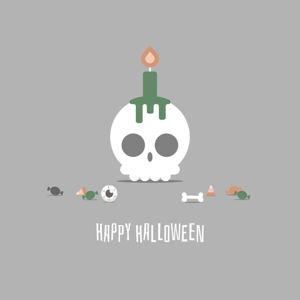happy halloween holiday festival with cute skull, flat vector illustration cartoon character design