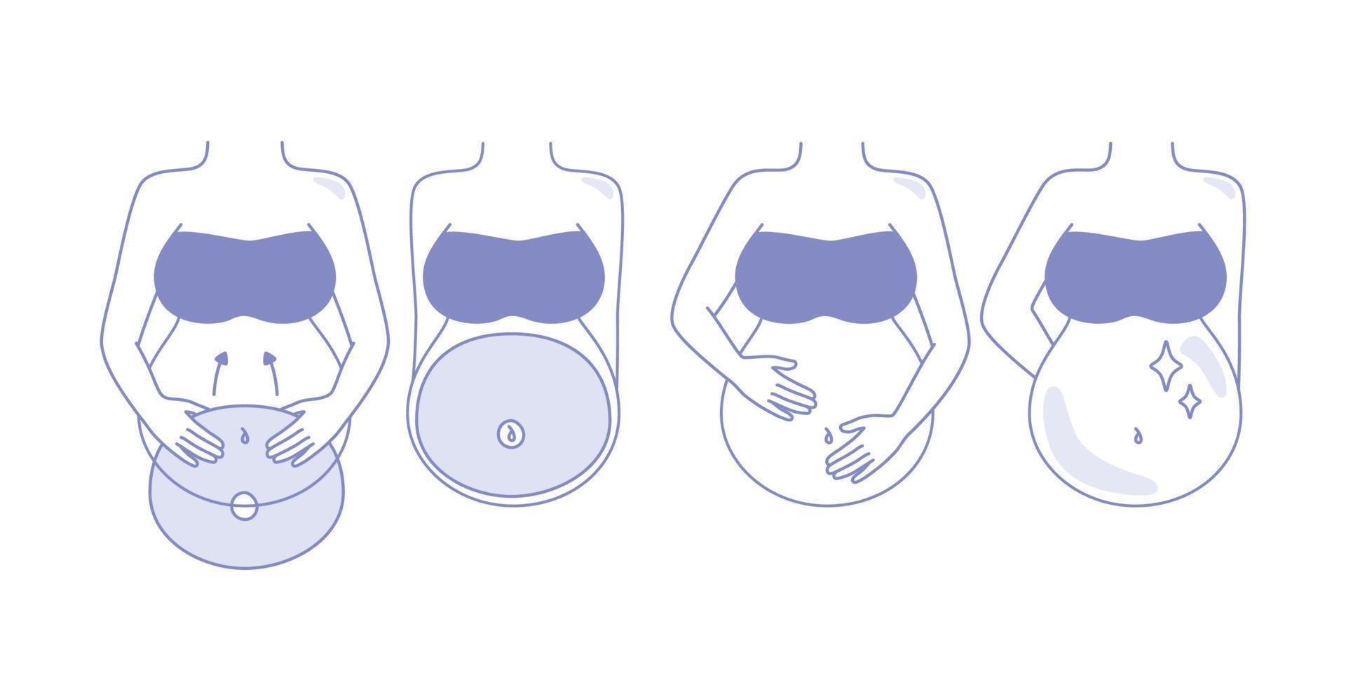 step of use skin care abdominal surface mask spa for mothers who are pregnant to prevent wrinkles vector