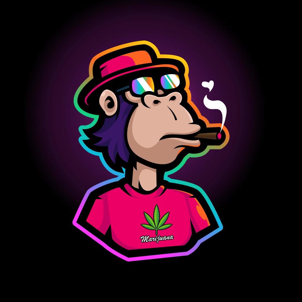 Monkey Smoking Mascot Logo vector