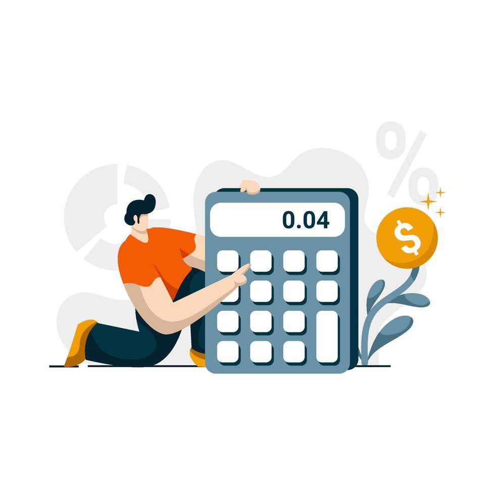 interest calculator icon flat Illustration for business finance loan color blue, orange, black, yellow, perfect for ui ux design, web app, branding projects, advertisement, social media post vector