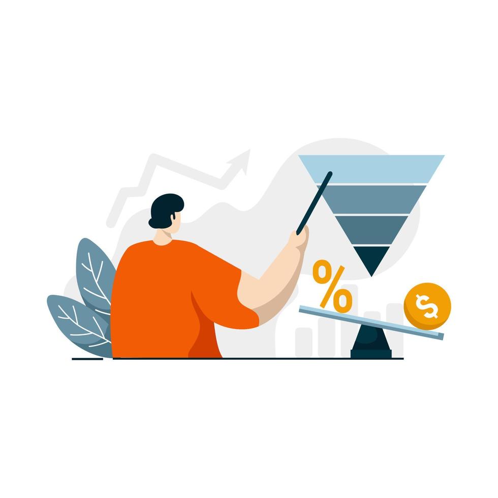 icono de fórmulas de interés ilustración plana para préstamo de financiación empresarial color azul, naranja, negro, amarillo, perfecto para diseño ui ux, aplicación web, proyectos de marca, publicidad, publicación en medios sociales vector