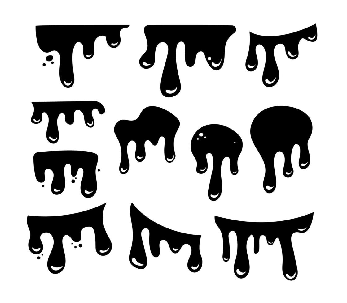 melting black liquid drip vector collection set