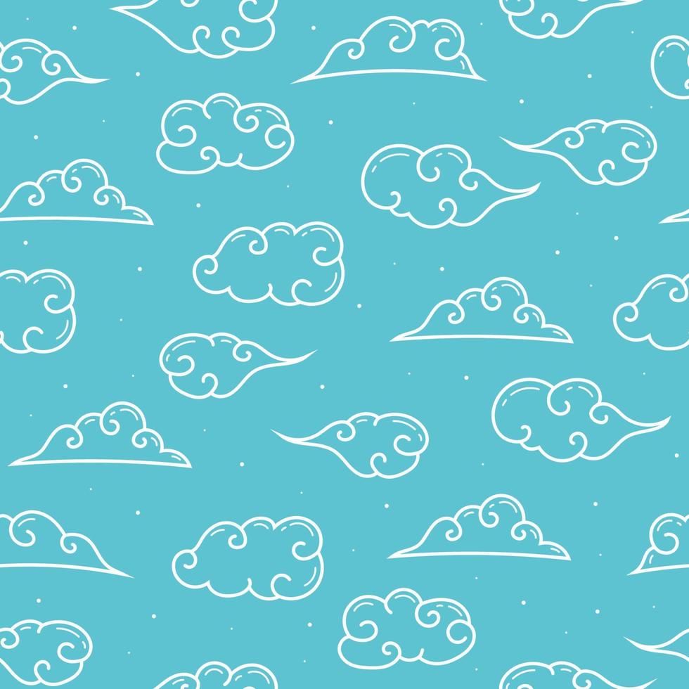cute  curly clouds outline seamless pattern background vector
